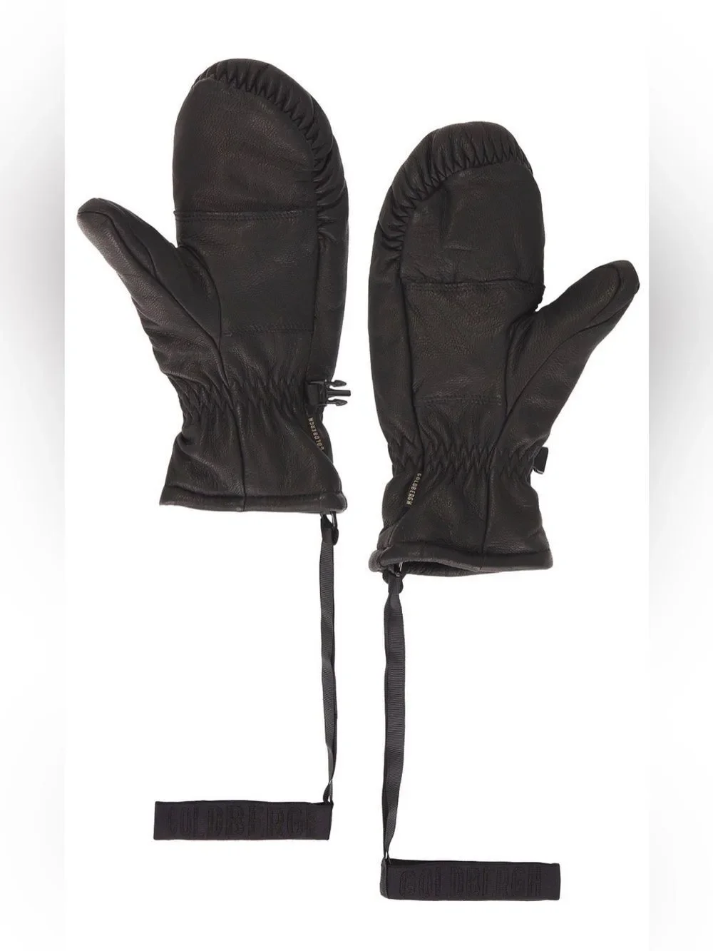 Goldbergh Ski Bello Leather Mittens Black Leather with White Logo NWT Size 7.5